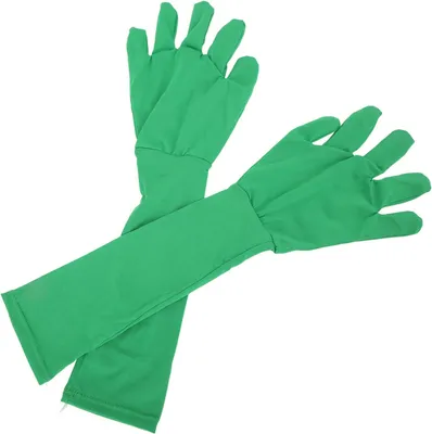 Immagine prodotto di Guanti in raso verde, adatti per il chroma key, taglia unica, per fotografia