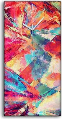 Produktbild von Wohnzimmer-Bild Leinwand Uhr Quarz 30x60 Malerei abstrakte farbenfrohe moderne - weiße Hände