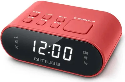 Produktbild von Muse Radiowecker Elektronik Haushalt modernes Design kompakt Zeitsparend FM Zwei Alarme Dimmer Rot