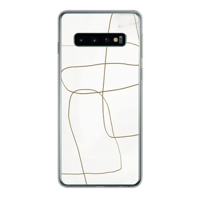 Produktbild von MuchoWow® Handyhülle Schutzhülle Hülle für Samsung Galaxy S10 Kunst - Braun - Weiß - Abstrakt Silikon Softcase Handy Hülle - Handytasche