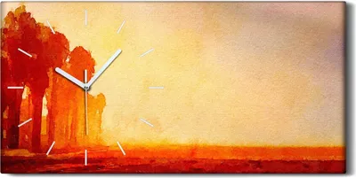 Produktbild von Küche Wohnzimmer Wand Leinwand Uhr 60x30 Gemälde Abstraktes Aquarell Wald Bäume - weiße Hände