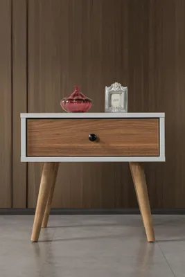 Productafbeelding van Skye Decor, nachtkastje van hoge kwaliteit (3 stuks), wit en walnoot, 55 x 49 x 55 | 100% melamine
