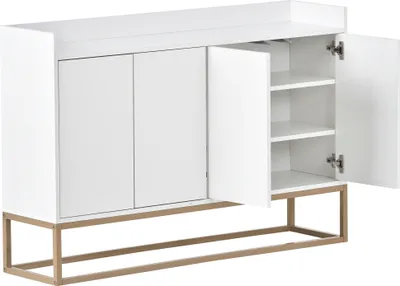 Produktbild von Flieks Kommode Sideboard mit 4 Türen mit verstellbaren Ablagen, Wohnzimmerschränke mit goldenen Beinen, Kommode Buffetschrank Grifflos, 120x30x80cm, Weiß