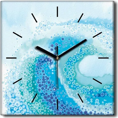 Produktbild von Coloray Uhr auf Leinwand 30x30 cm Wand Uhr Dekoration Wohnzimmer Segeltuch schwarze Hände -Aquarell-Ozean-Muster.