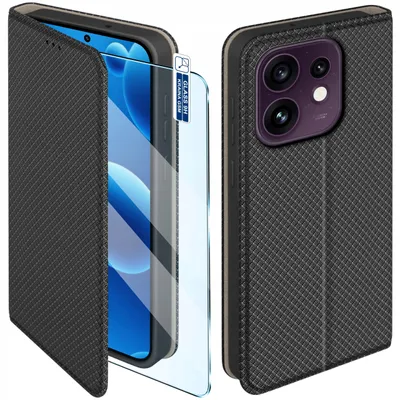 Produktbild von Klapphülle für Oppo Reno 16 5G, verschließbar, schwarz + 9H-Glas