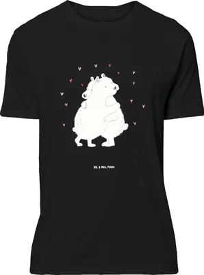 Produktbild von Mr. & Mrs. Panda T-Shirt Eisbär Umarmen - Schwarz - Geschenk, Oversize, Shirt, mit Spruch, Tshirt, Lustige Sprüche, Lustiges