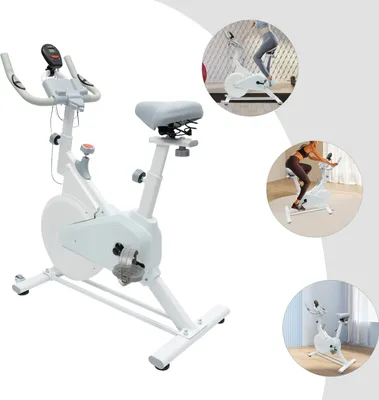 Zdjęcie produktu dla Rower treningowy do użytku domowego Rower treningowy Rower treningowy z wyświetlaczem LCD (biały)