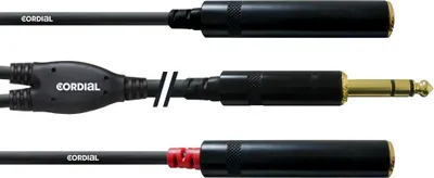 Produktbild von Cordial CFY 0.3 VGG, 2 x 6.35mm, Weiblich, 6.35mm, Männlich, 0,3 m, Schwarz
