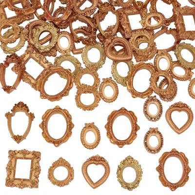 64 Mini-Fotorahmen, 8 Stile, Vintage, Kunstharz, gold