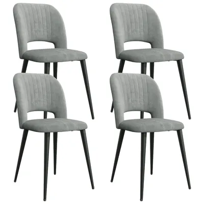 Image de Chaises de salle à manger Lot de 4 chaises de cuisine Structure métallique Chaise rembourrée Gris