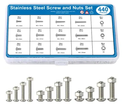 Produktbild von 440-teilig ISO 7380-2 Innensechskantschraube und Muttern 15 Größen M3 M4 M5