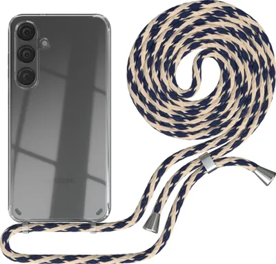 Produktbild von EAZY CASE Handykette kompatibel mit Samsung Galaxy S24 Plus, Handyhülle mit Umhängeband, Handykordel, Schutzhülle Clear, Band in Beige