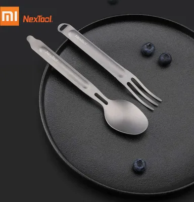 Produktbild von Xiaomi Nextool Outdoor Titan Gabel Loeffel Kochen Titan Loeffel Geschirr Besteck Spork Set Portable fuer Camping Picknick