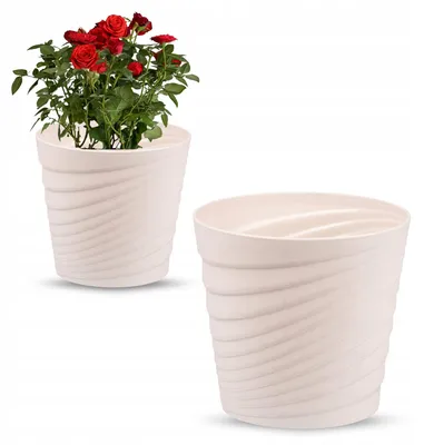 Obrázek produktu pro OMAGO Moderní květináč s vnitřní vložkou, béžová barva, 18 cm