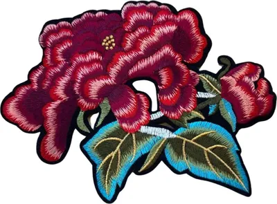Produktbild von Pfingstrose, Rose, Blumen-Emblem-Aufnäher zum Aufbügeln