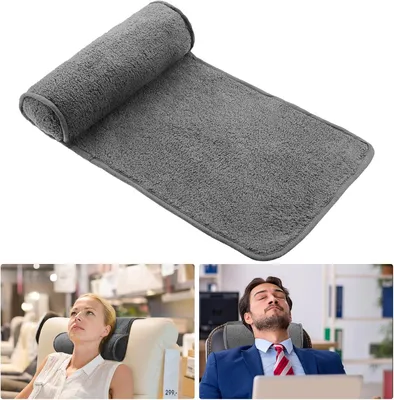 Image de Coussin cervical de 55 cm x 33 cm x 6,8 cm, couleur gris foncé, en polaire, antidérapant, idéal pour les voyages