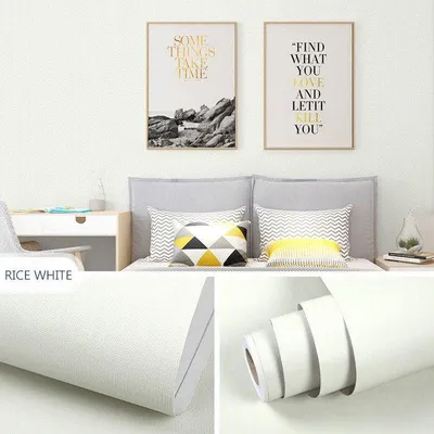 Produktbild von Beige, einfarbige, dekorative, selbstklebende Tapete, wasserfest, abnehmbar, selbstklebende Rollenfolie, 45 cm x 10 m, Cremeweiß