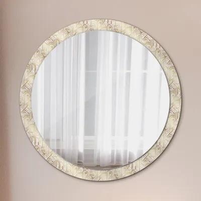 Obrázok produktu pre Okrúhle zrkadlo s modernou potlačou - dekoratívne zrkadlo na stenu - kompozícia art deco - Ø100cm