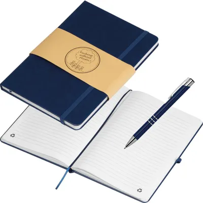 Produktbild von Notizbuch mit Kugelschreiber / PolyurethanCover / A5 / 192 Seiten / Farbe: dunkelblau