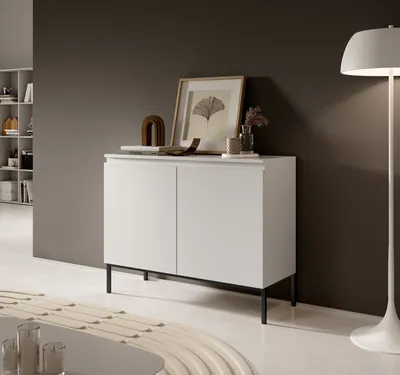 Produktbild von Selsey Sideboard Bemmi - Kommode 2-türig, Weiß mit schwarzen Beinen, 100 cm