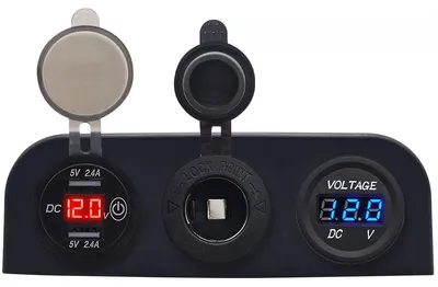 Produktbild von ProRide 12V USB-Autoladegerät, 2 Ports 5V/2,4A, Voltmeter & 12/24V-Buchse