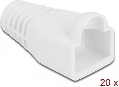 Image de Manchon anti-pli pour connecteur RJ45 blanc 20 pièces PVC 6 mm