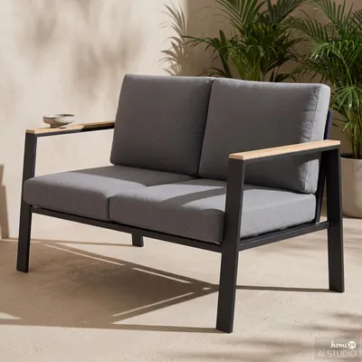Produktbild von home24 2-Sitzer Loungesofa - Aluminium / Polyester - Anthrazit