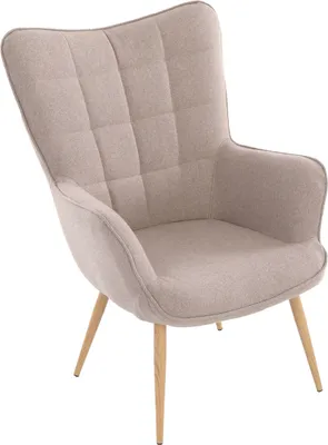 Produktbild von byLIVING Sessel Uta / Webstoff sandfarben / Gestell Metall in Eichenoptik foliert / Relaxsessel /Armlehnen-Sessel / B 72, H 97, T 80 cm