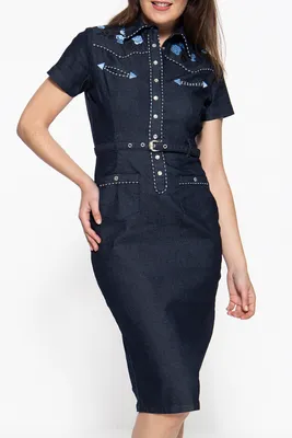 Produktbild von QUEEN KEROSIN Jeanskleid Westernchic Dunkelblau S