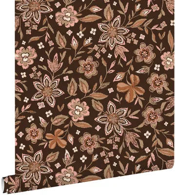 Zdjęcie produktu dla ESTAhome Tapeta zabytkowe kwiaty ciemny brązIstarego różu 50 x 900 cm