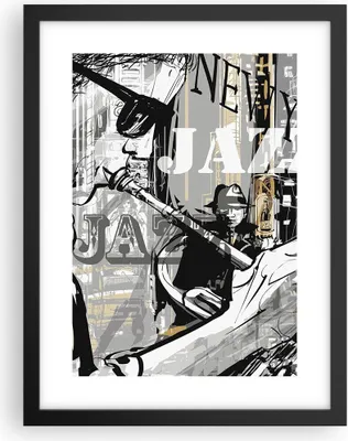 Produktbild von Gerahmtes Poster - Schwarzer Rahmen - Jazz Musik Musiker - 30x40 cm - Wand Bild - Wanddeko - Wandbilder - Kunstposter - Wandposter - Bilderrahmen - Bilder - Kunstdruck - Wandbild - P2BPA30x40-3792