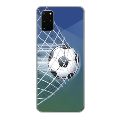 Produktbild von MuchoWow® Handyhülle Schutzhülle Hülle für Samsung Galaxy S20 Plus Eine Illustration eines Fußballs im Netz - Jungen - Mädchen - Kinder Silikon Softcase Handy Hülle - Hartschale