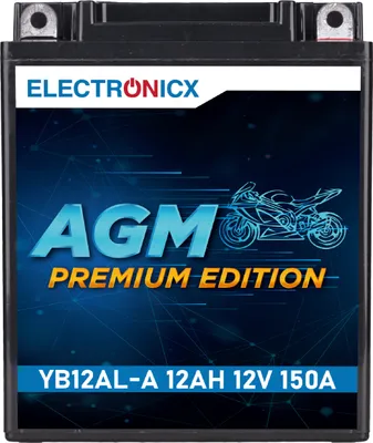 Produktbild von Electronicx AGM-YB12AL-A AGM Motorradbatterie 12Ah 12V ▶ Motorrad Roller Quad ATV - wartungsfrei auslaufsicher vibrationsfest
