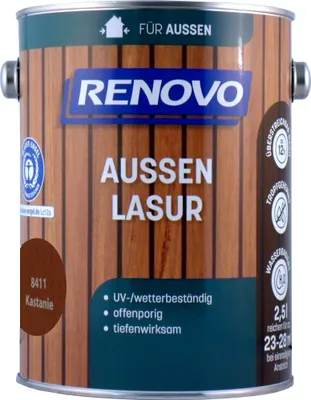 Produktbild von 2,5L Renovo Wetterlasur /Aussenlasur wb. Nr.8411 Kastanie