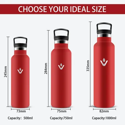 Image de Bouteille d'eau en acier inoxydable Mujigaga, thermos de 500 ml, bouteille à eau étanche