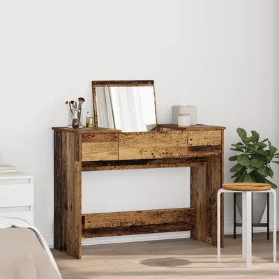 Produktbild von Desgin Schminktisch mit Spiegel Altholz 100x45x76 cm - Schminktische 871669
