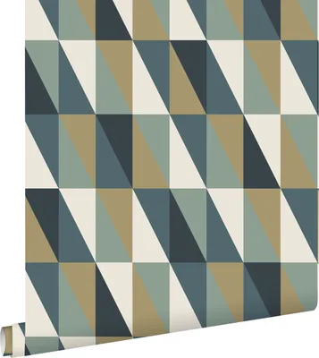 Obrázek produktu pro ESTAhome tapety grafické trojúhelníky zlatá, zelená a modrá 53 cm x 10,05 m