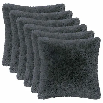 Immagine prodotto di Cuscini decorativi vidaXL, confezione da 6, colore antracite, 45 x 45 cm, tessuto in pile poliestere