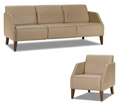Productafbeelding van Beiges Wohhnzimmer Lederset Designer 3-Sitzer Exklusiver Sessel 2tlg
