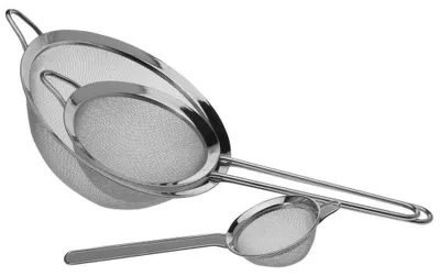 Image de Passoire à farine - Passoire de cuisine - Acier inoxydable - Ensemble de 3 pièces - 8, 14 et 20 cm - Argenté