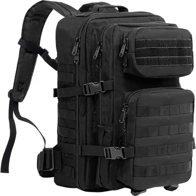 Image de Sac à dos tactique militaire 40 litres Noir - Grande capacité - Tactique - Randonnée et camping