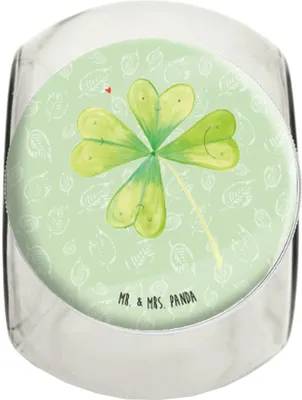 Produktbild von Mr. & Mrs. Panda keksglas Blume Kleeblatt XL 2000ml - Blattgrün - Geschenk, Vorratsdose, Glück, schraubglas, Kaffeedose, Blumen, Neuer Job, Glücksbringer, Teedose, Umzug