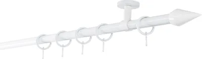 Produktbild von Gardinenstange auf Maß 20mm Kegel 1-lauf Deckenträger 4cm Größe: 290cm, Farbvariante: Weiß