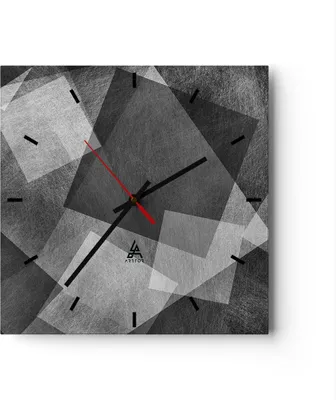 Produktbild von Wanduhr - Quadrat - Glasuhr - Abstraktion modern - 40x40cm - Schleichendes Uhrwerk - Lautlos - zum Aufhängen bereit - Dekoration Modern - Wanddekoration aus Glas - C3AC40x40-3996