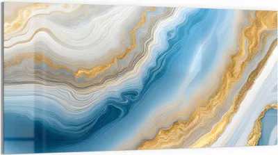 Produktbild von DEQORI Glasbild Echtglas 100x50 cm 'Goldene Meeresströmung' Wandbild Bild modern Deko