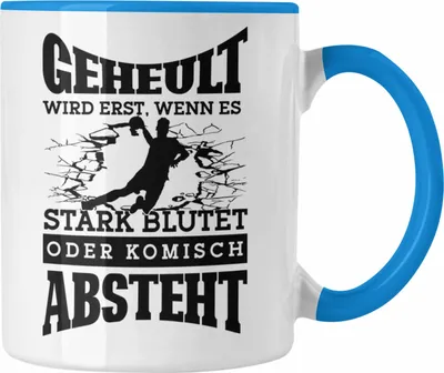 Produktbild von Trendation - Lustige Tasse Handball-Spieler als Geschenkidee Spruch Geschenk Handballspieler Trainer Coach (Blau)