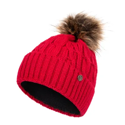 Immagine prodotto di Cappello Invernale Donna HEYO con Pompon e Fleece Interno Rosso Taglia Unica