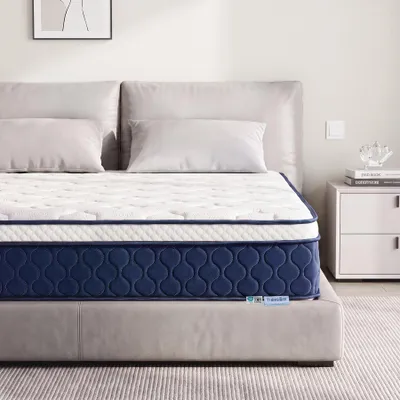 Produktbild von Tribesigns Taschenfederkern Matratze 90x200 cm – 9-Zonen, Gel-Memory-Schaum, Lyocell-Bezug, , H3, 25 cm, atmungsaktiv, schadstoff– Blau