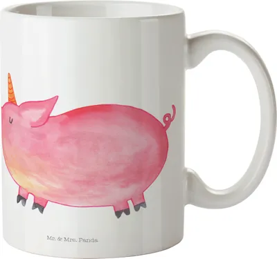Produktbild von Mr. & Mrs. Panda Pott Einhorn Schwein - Weiß - Geschenk, Camping Tasse, Kindertasse, Einhörner, Bauer, Spruch, Englisch, Mehrwegbecher, Trinklernbecher, Deko, Party