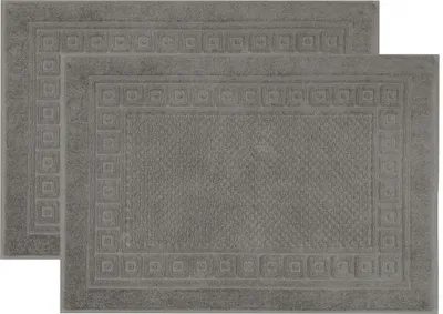 Produktbild von 2er Set Badematte Badvorleger mit Waffelmuster, 100% Baumwolle, 50x70 cm, grau